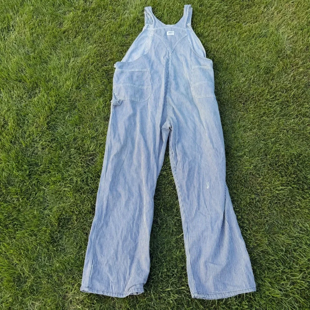 Liberty Overalls Mens Blue White Hickory Stripe Denim Bib Workwear Made in USA